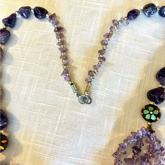 Amethyst Multi Strand Sterling Beads Necklace - Picture 6 of 6